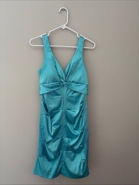 Studio Y Turquoise Satin Cocktail Dress